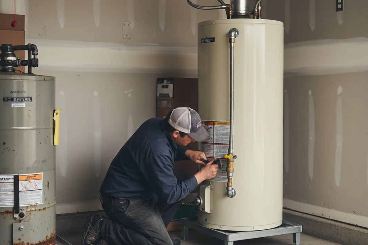 Water heater and shutoff valve replacement in Elida