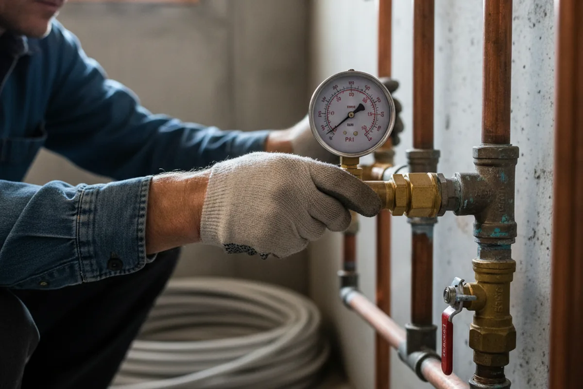 Pressure testing a repaired line during Water Line Repair in Elida